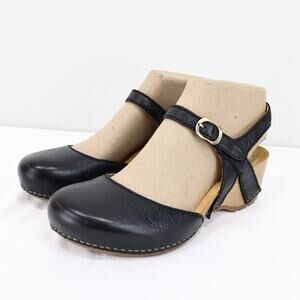 NWOB Dansko Tiffani Wedge Sandal All Day Comfort Black Milled Burnished Size 38